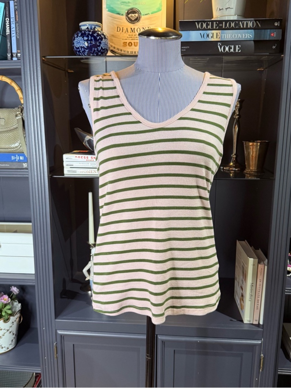 Halogen x Atlantic-Pacific Striped Knit Tank – Pink & Green – Size M